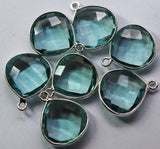 925 Sterling Vermeil Silver Fluorite Blue Quartz Faceted Heart Shape Pendant Connector, 25 Piece Of 19mm Approx.