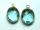 925 Sterling Vermeil Silver Green Amethyst Quartz Faceted Pear Shape 24K Gold Plated Pendant, 5 Piece Of 18mm