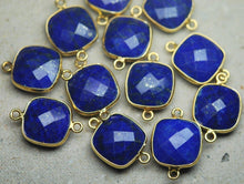 Load image into Gallery viewer, 925 Sterling Vermeil Silver Lapis Lazuli Faceted Cushion Shape Connector Pendant, 2 Piece Of 17mm - Jalvi &amp; Co.