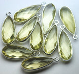 925 Sterling Vermeil Silver Lemon Quartz Faceted Pear Shape Pendant, 5 Of 23mm