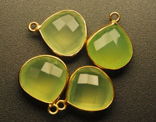 Load image into Gallery viewer, 925 Sterling Vermeil Silver Prehnite Chalcedony Faceted Heart Shape Pendant, 4 Piece Of 19mm - Jalvi &amp; Co.