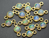 925 Sterling Vermeil Silver,Ethiopian Opal Coins Pendant Connector, 2 Piece Of 12mm