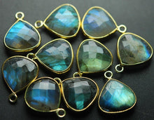 Load image into Gallery viewer, 925 Sterling Vermeil Silver,Labradorite Faceted Heart Shape Pendant, 5 Piece Of 16mm Approx - Jalvi &amp; Co.