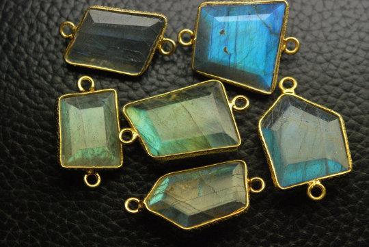 925 Sterling Vermeil Silver,Labradorite Faceted Slice Shape Pendant, 10 Piece Of 18-20mm Approx - Jalvi & Co.