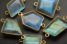 Load image into Gallery viewer, 925 Sterling Vermeil Silver,Labradorite Faceted Slice Shape Pendant, 10 Piece Of 18-20mm Approx - Jalvi &amp; Co.