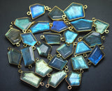 925 Sterling Vermeil Silver,Labradorite Faceted Slice Shape Pendant, 15 Piece Of 20-23mm Approx