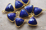 925 Sterling Vermeil Silver,Lapis Lazuli Faceted Trillion Shape Connector Pendant, 20 Piece Of 14mm