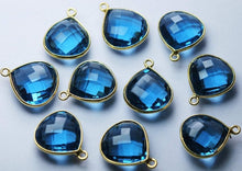 Load image into Gallery viewer, 925 Sterling Vermeil,Matched Pairs,London Blue Quartz Faceted Heart Shape Pendant charm, 30 Piece Of 18mm Approx - Jalvi &amp; Co.