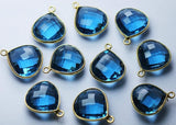 925 Sterling Vermeil,Matched Pairs,London Blue Quartz Faceted Heart Shape Pendant charm, 30 Piece Of 18mm Approx