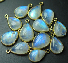 Load image into Gallery viewer, 925 Vermeil Sterling Silver,Rainbow Moonstone Smooth Pear Shape Pendant, 10 Piece Of 18-19mm Approx - Jalvi &amp; Co.