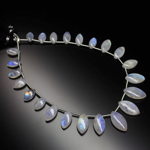 9inches, 11-17mm, Natural Rainbow Moosntone Smooth Plain Marquise Drops Briolette Loose Beads Strand - Jalvi & Co.