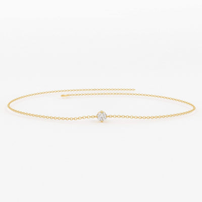 Diamond Bracelet / 14k Gold Prong Setting Diamond Bracelet for Women / Brilliant Cut Solitaire Diamond Bracelet 0.05Ct / Christmas Gift - Jalvi & Co.