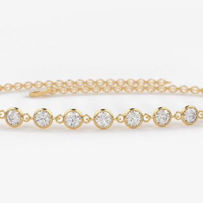 Diamond Bracelet / Bezel Set Diamond Bracelet / Genuine Diamond Bracelet / Tennis Bracelet / Gold Diamond Bracelet / Bezel Tennis Bracelet - Jalvi & Co.