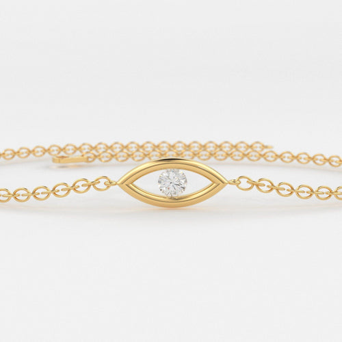 Diamond Bracelet / Evil Eye Diamond Bracelet in 14k Gold / Good Luck Charm Bracelet / Friendship Bracelet / Protection Charm / Charm Jewelry - Jalvi & Co.