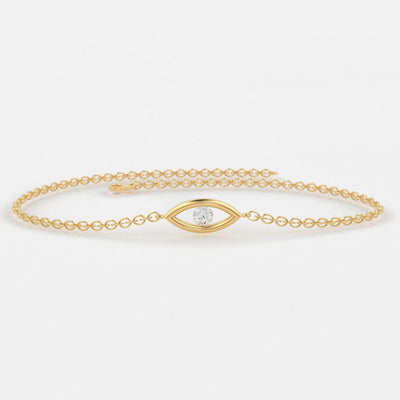 Diamond Bracelet / Evil Eye Diamond Bracelet in 14k Gold / Good Luck Charm Bracelet / Friendship Bracelet / Protection Charm / Charm Jewelry - Jalvi & Co.
