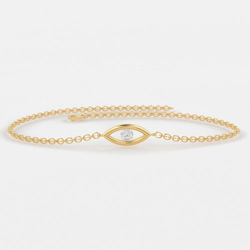 Diamond Bracelet / Evil Eye Diamond Bracelet in 14k Gold / Good Luck Charm Bracelet / Friendship Bracelet / Protection Charm / Charm Jewelry - Jalvi & Co.