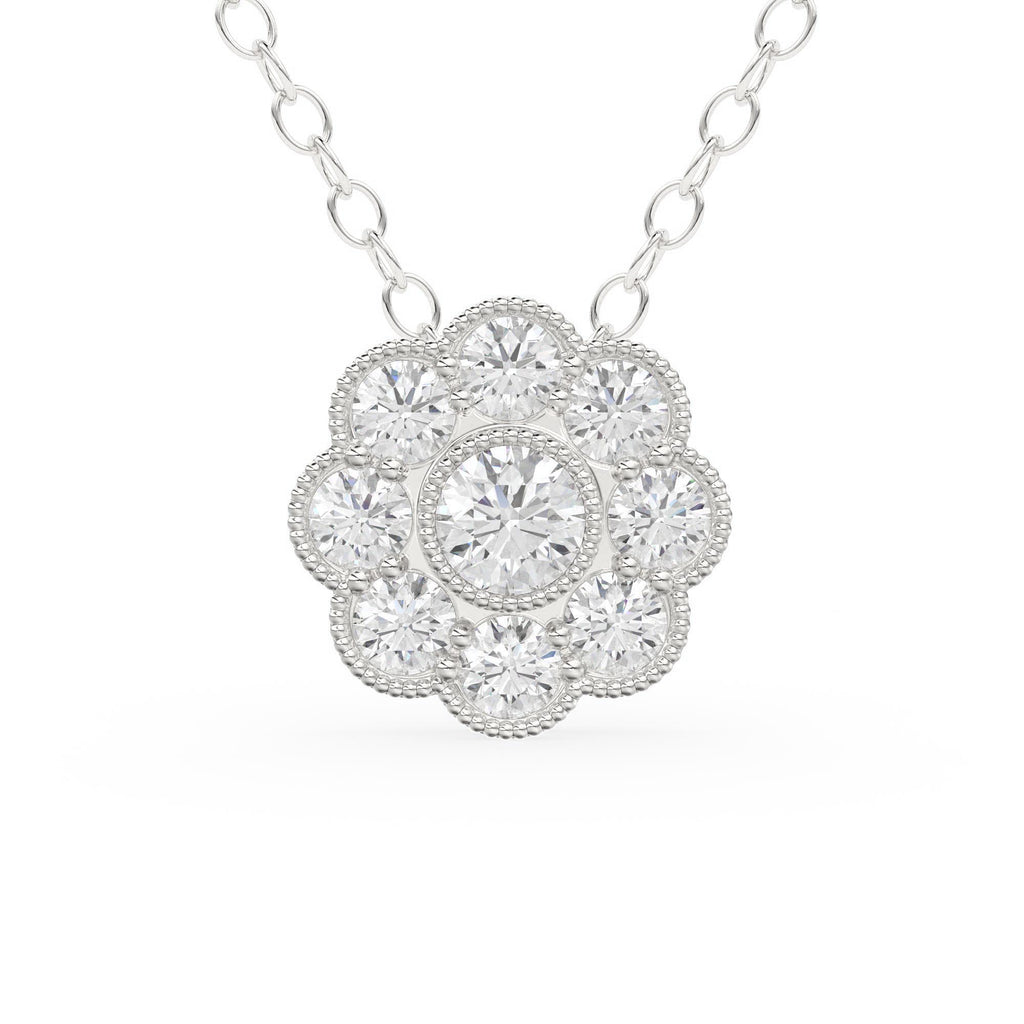 14k Gold Floral Diamond Pendant / Diamond Necklace / Floral Cluster Diamond Necklace / Minimalist Diamond Flower / Cluster Diamond Necklace
