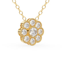 Load image into Gallery viewer, 14k Gold Floral Diamond Pendant / Diamond Necklace / Floral Cluster Diamond Necklace / Minimalist Diamond Flower / Cluster Diamond Necklace