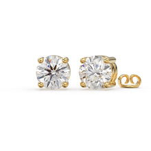 Load image into Gallery viewer, 14k Gold Two Diamond Stud / 14k Solid Gold Unique Diamond Earrings / Second Hole Stud / Tiny Post Earring / Multiple Piercing Stud