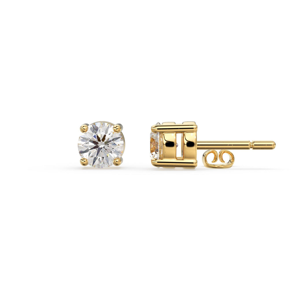 14k Gold Two Diamond Stud / 14k Solid Gold Unique Diamond Earrings / Second Hole Stud / Tiny Post Earring / Multiple Piercing Stud