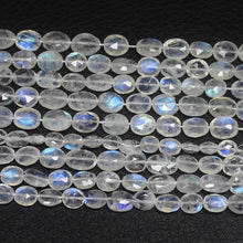 Load image into Gallery viewer, AA Grade Rainbow Blue Moonstone Blue Fire Faceted Oval Beads Strand 14&quot; 5mm 6mm - Jalvi &amp; Co.