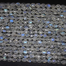 Load image into Gallery viewer, AA Grade Rainbow Blue Moonstone Blue Fire Faceted Oval Beads Strand 14&quot; 6mm 7mm - Jalvi &amp; Co.