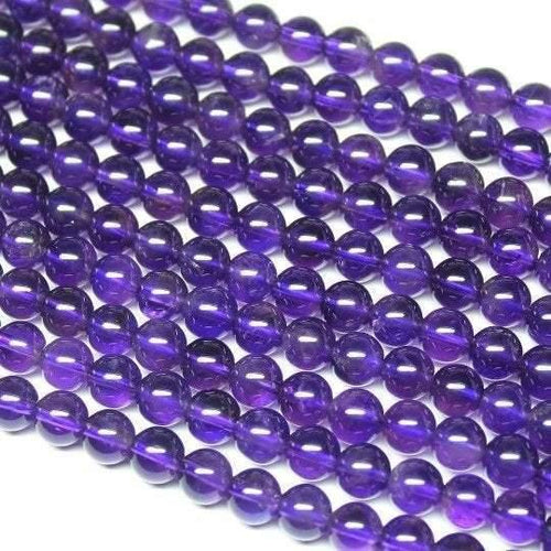 AA Purple African Amethyst Smooth Round Ball Loose Beads Strand 14