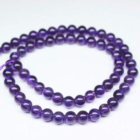 AA Purple African Amethyst Smooth Round Ball Loose Beads Strand 14" 6mm - Jalvi & Co.