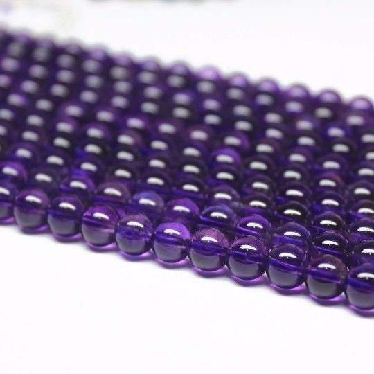 AA Purple African Amethyst Smooth Round Ball Loose Beads Strand 14" 6mm - Jalvi & Co.