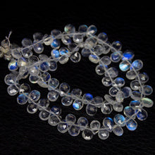 Load image into Gallery viewer, AAA Blue Rainbow Moonstone Gemstone Faceted Briolette Pear Drop Beads 5&quot; 6mm 5mm - Jalvi &amp; Co.