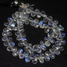 Load image into Gallery viewer, AAA Blue Rainbow Moonstone Gemstone Faceted Briolette Pear Drop Beads 5&quot; 6mm 5mm - Jalvi &amp; Co.