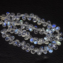 Load image into Gallery viewer, AAA Blue Rainbow Moonstone Gemstone Faceted Briolette Pear Drop Beads 5&quot; 6mm 5mm - Jalvi &amp; Co.