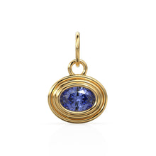 Load image into Gallery viewer, AAA Blue Sapphire Charms 14k Yellow Solid Gold Bubble Bezel Charm Pendant Blue Oval Gemstone Bezel 18K Gold Jewelry Finding - Jalvi &amp; Co.