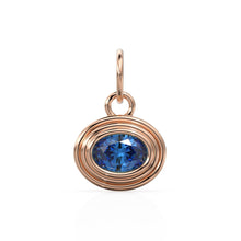 Load image into Gallery viewer, AAA Blue Sapphire Charms 14k Yellow Solid Gold Bubble Bezel Charm Pendant Blue Oval Gemstone Bezel 18K Gold Jewelry Finding - Jalvi &amp; Co.