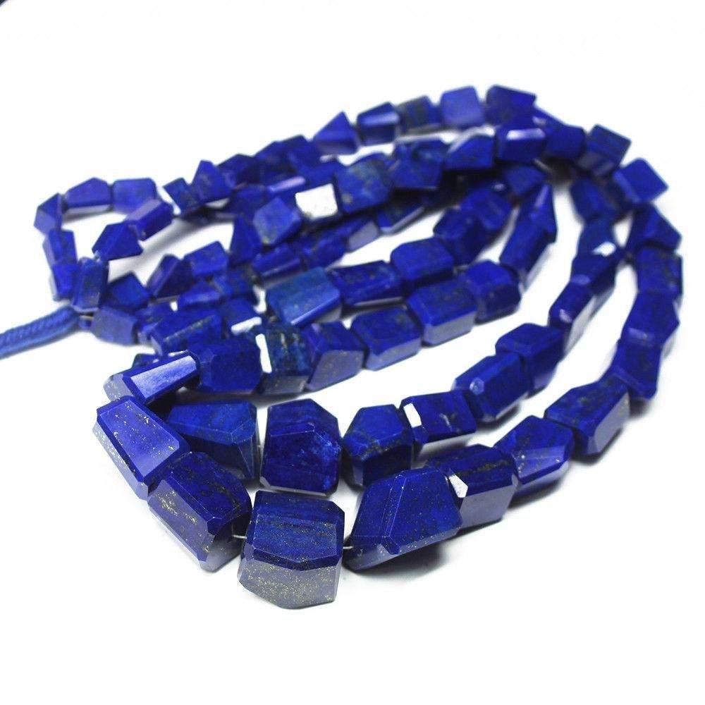 AAA Dark Blue Lapis Lazuli Gemstone Beads Step Cut Nugget Strand 18" 8mm 15mm - Jalvi & Co.