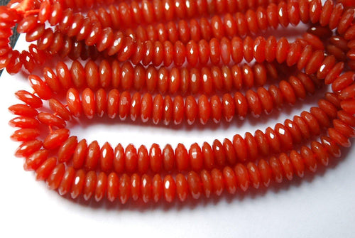 AAA Gems Quality Strand, 16 Inches Strand, AAA Super Rare Red Orange Carnelian Faceted German Cutting Rondelle 6-12mm - Jalvi & Co.