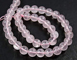 AAA Grade Rose Pink Quartz Smooth Round Ball Gemstone Loose Beads Strand 8mm 14