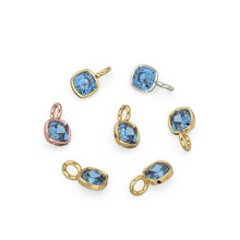 Load image into Gallery viewer, AAA London Blue Topaz Charms 14k Yellow Solid Gold Charm Pendant Blue Cushion Gemstone Bezel 18K Gold Jewelry Finding - Jalvi &amp; Co.