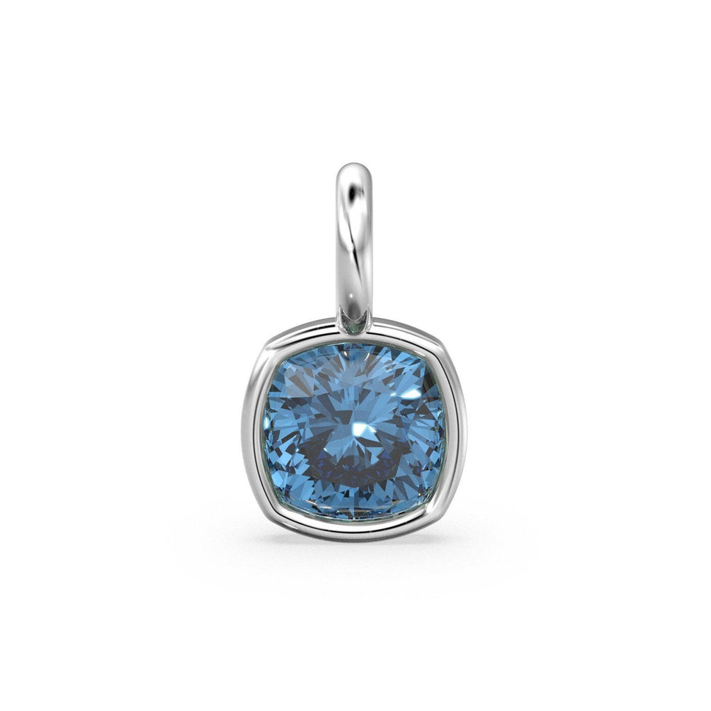 AAA London Blue Topaz Charms 14k Yellow Solid Gold Charm Pendant Blue Cushion Gemstone Bezel 18K Gold Jewelry Finding - Jalvi & Co.