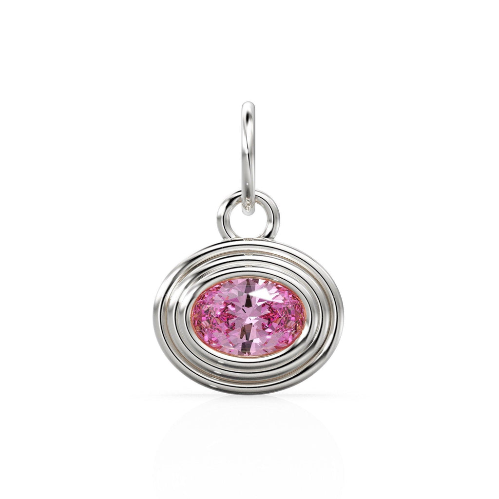 AAA Pink Tourmaline Charms 14k Yellow Solid Gold Bubble Bezel Charm Pendant Pink Oval Gemstone Bezel 18K Gold Jewelry Finding - Jalvi & Co.