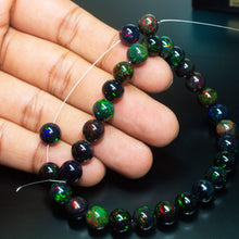 Load image into Gallery viewer, AAA+ Quality Black Opal, Natural Fire Opal Smooth Round Sphere Ball Beads, 8mm, 7pc - Jalvi &amp; Co.