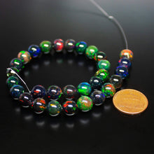 Load image into Gallery viewer, AAA+ Quality Black Opal, Natural Fire Opal Smooth Round Sphere Ball Beads, 8mm, 7pc - Jalvi &amp; Co.