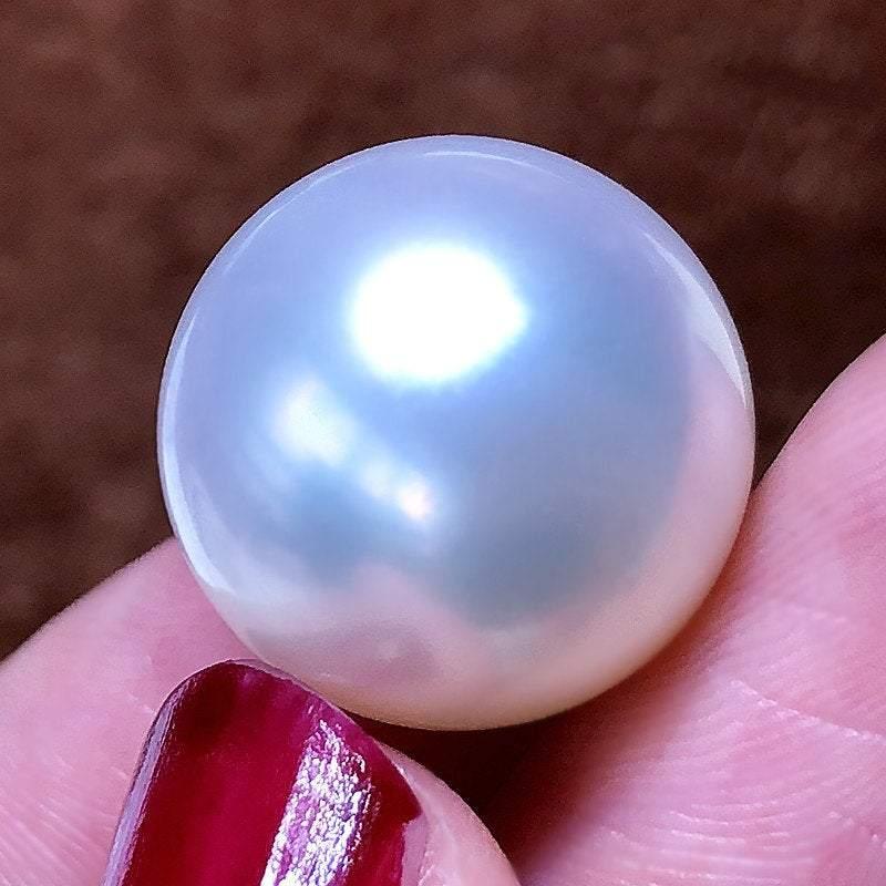 AAA+ Quality South Seawater White Pearl, Natural Seawater White Pearl Smooth Round Sphere Ball, 16.1mm, 1pc - Jalvi & Co.