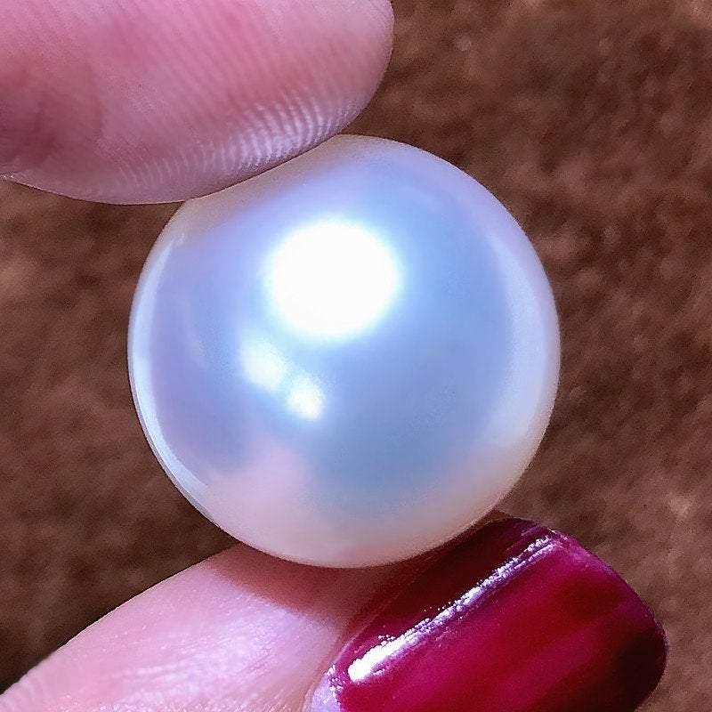 AAA+ Quality South Seawater White Pearl, Natural Seawater White Pearl Smooth Round Sphere Ball, 16.1mm, 1pc - Jalvi & Co.