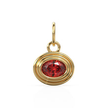 Load image into Gallery viewer, AAA Red Ruby Charms 14k Yellow Solid Gold Bubble Bezel Charm Pendant Red Oval Gemstone Bezel 18K Gold Jewelry Finding - Jalvi &amp; Co.