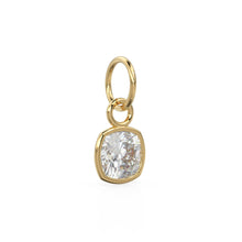 Load image into Gallery viewer, AAA White Quartz Rock Crystal Charms 14k Yellow Solid Gold Charm Pendant White Cushion Gemstone Bezel 18K Gold Jewelry Finding - Jalvi &amp; Co.