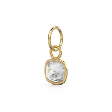 Load image into Gallery viewer, AAA White Quartz Rock Crystal Charms 14k Yellow Solid Gold Charm Pendant White Cushion Gemstone Bezel 18K Gold Jewelry Finding - Jalvi &amp; Co.