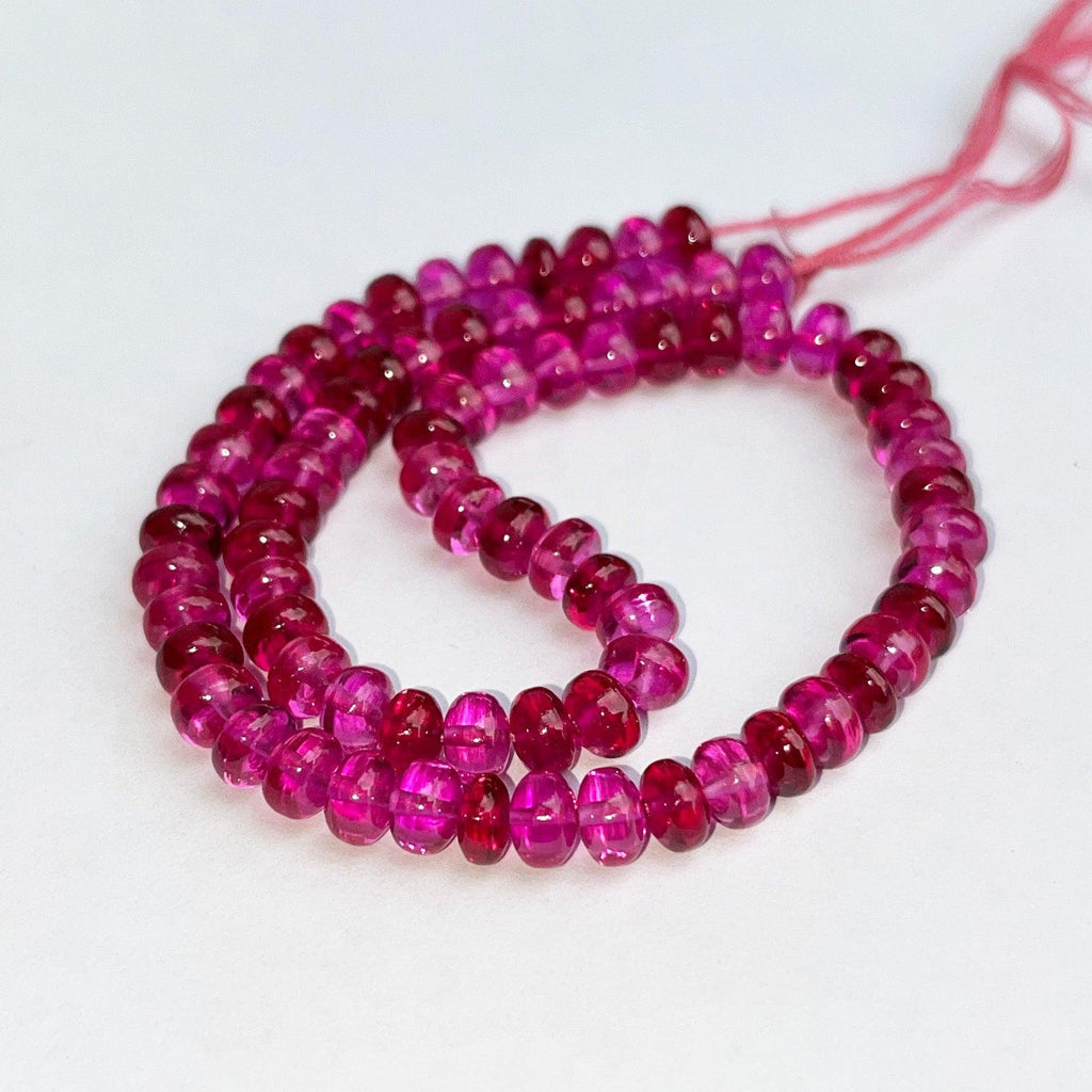 AAAA+ 2 Inch Quality Red Ruby Smooth Rondelle Beads Ruby Gemstone Beads / 6.5mm Blood Ruby Rondelle Smooth Beads 2" Strand Jewelry Making - Jalvi & Co.