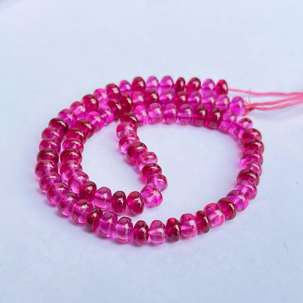 AAAA+ 2 Inch Quality Red Ruby Smooth Rondelle Beads Ruby Gemstone Beads / 6.5mm Blood Ruby Rondelle Smooth Beads 2" Strand Jewelry Making - Jalvi & Co.