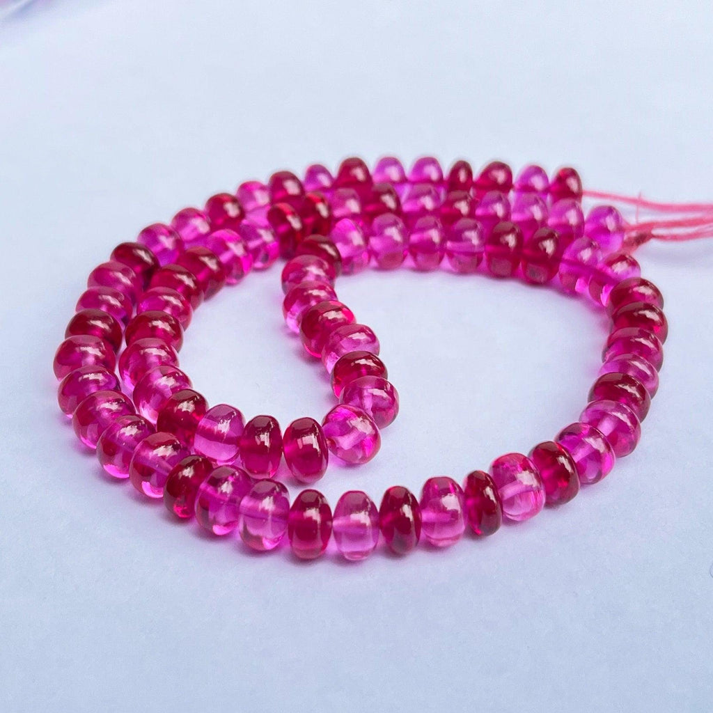 AAAA+ 2 Inch Quality Red Ruby Smooth Rondelle Beads Ruby Gemstone Beads / 6.5mm Blood Ruby Rondelle Smooth Beads 2" Strand Jewelry Making - Jalvi & Co.